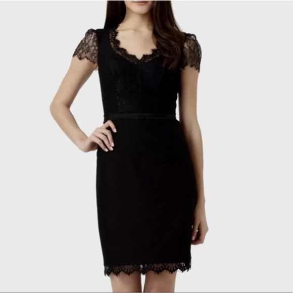 Rebecca Taylor Dresses & Skirts - Rebecca Taylor Wool Lace Trim Black Dress Size 2